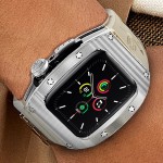 Shellbox Food-Grade Gold/Steel/Black Colored 304 44/45mm Watch Stainless Steel Case For Apple Watch With Silicon Watchband